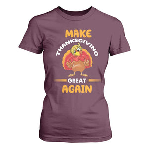 Funny Thanksgiving Trump T Shirt For Women Make Thanksgiving Great Again Blond Hair Turkey TS11 Maroon Print Your Wear