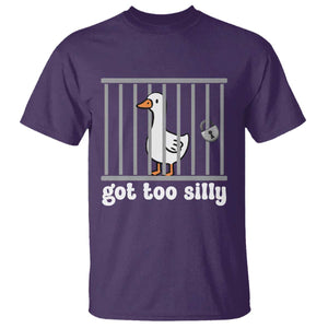 Funny Got Too Silly T Shirt - Goose Pun Humor Animal Lovers Silly Goose Tee TS11 Purple Print Your Wear