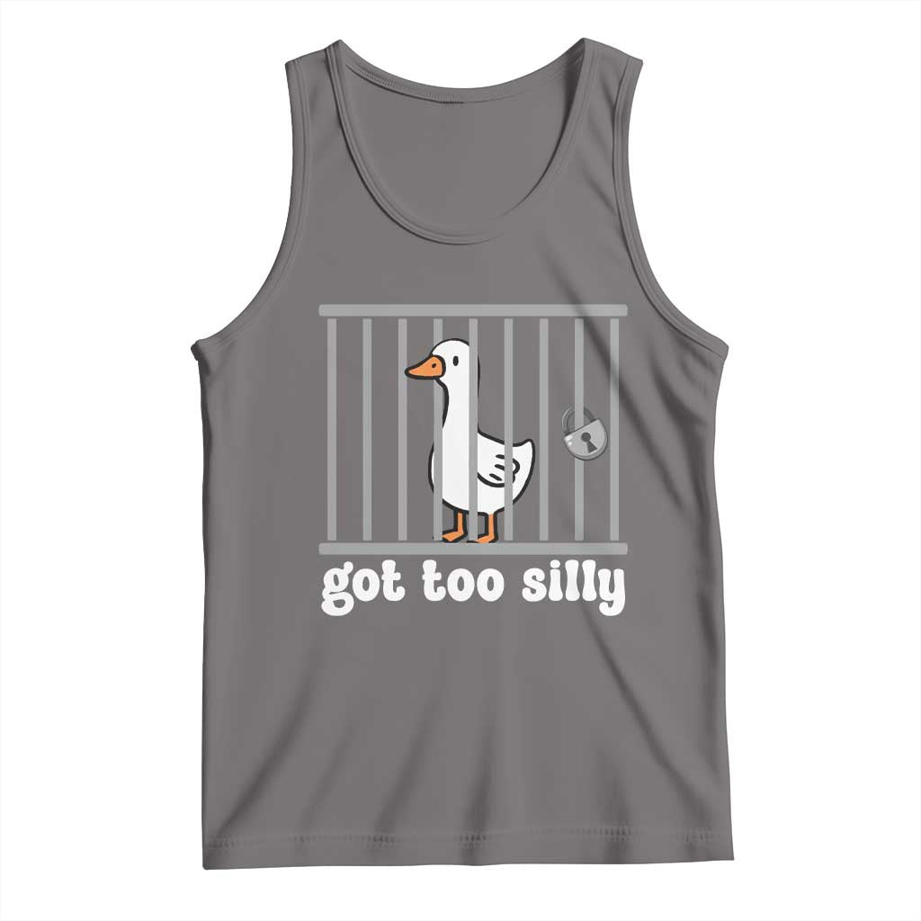 Funny Got Too Silly Tank Top Goose Pun Humor Animal Lovers TS11 Deep Heather Print Your Wear