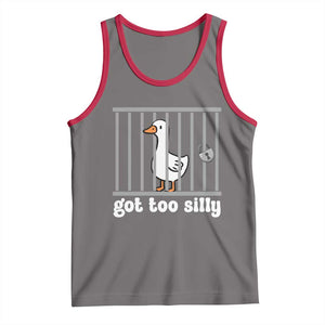 Funny Got Too Silly Tank Top Goose Pun Humor Animal Lovers TS11 Deep Heather Red Print Your Wear