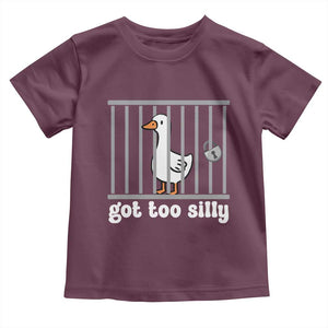 Funny Got Too Silly Toddler T Shirt Goose Pun Humor Animal Lovers TS11 Maroon Print Your Wear