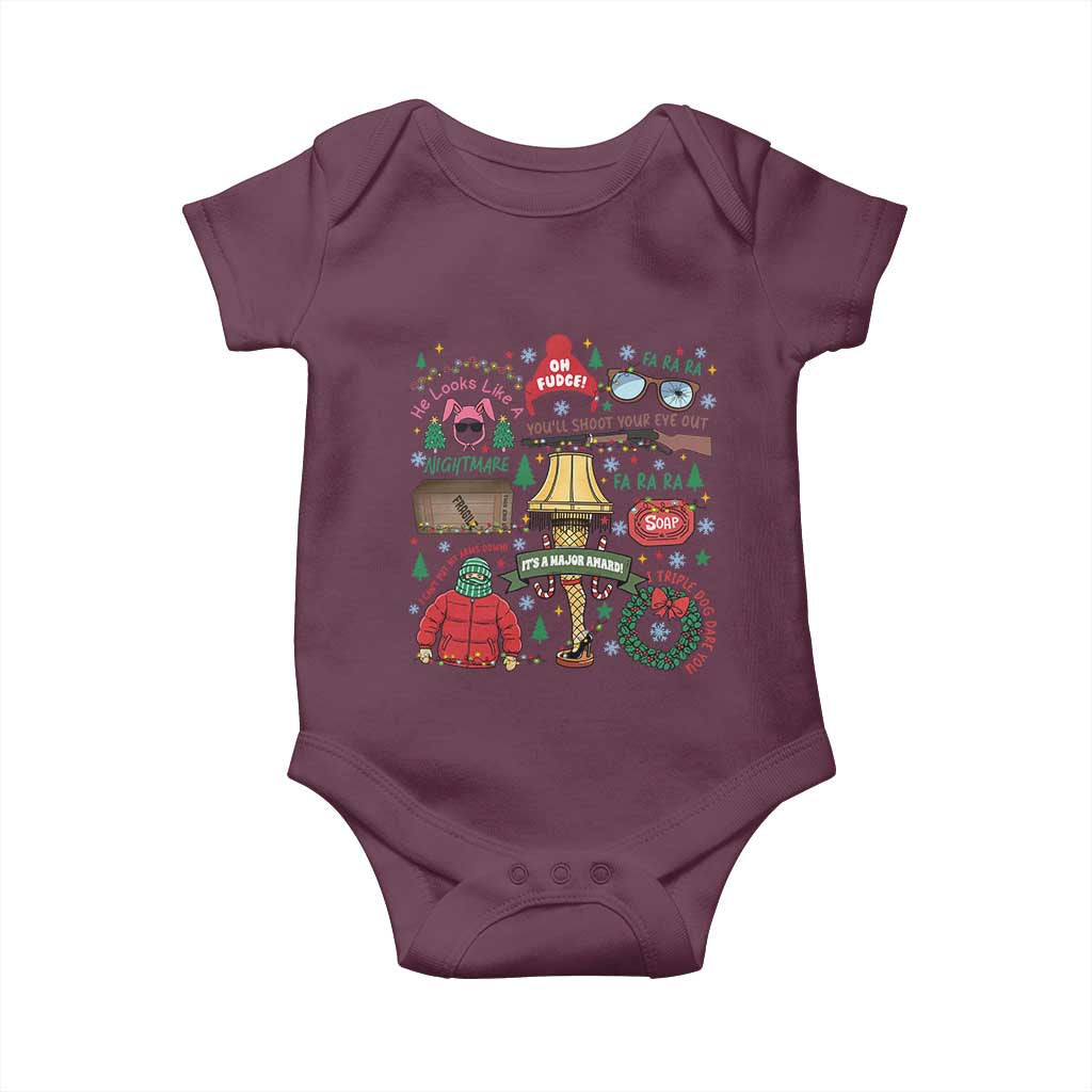 Funny Christmas Movie Baby Onesie Oh Fudge Bunny Pajama Italian Leg Lamp TS11 Maroon Print Your Wear