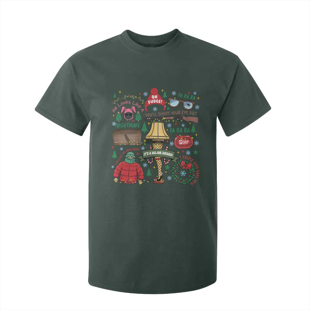 Funny Christmas Movie T Shirt For Kid Oh Fudge Bunny Pajama Italian Leg Lamp TS11 Dark Forest Green Print Your Wear