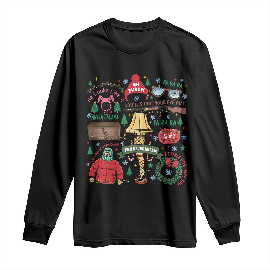Funny Christmas Movie Long Sleeve Shirt Oh Fudge Bunny Pajama Italian Leg Lamp TS11 Black Print Your Wear