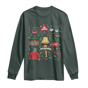 Funny Christmas Movie Long Sleeve Shirt Oh Fudge Bunny Pajama Italian Leg Lamp TS11 Dark Forest Green Print Your Wear