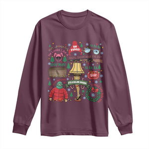 Funny Christmas Movie Long Sleeve Shirt Oh Fudge Bunny Pajama Italian Leg Lamp TS11 Maroon Print Your Wear
