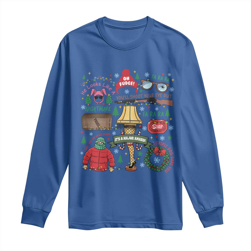 Funny Christmas Movie Long Sleeve Shirt Oh Fudge Bunny Pajama Italian Leg Lamp TS11 Royal Blue Print Your Wear