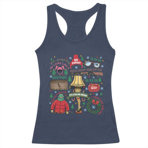 Funny Christmas Movie Racerback Tank Top Oh Fudge Bunny Pajama Italian Leg Lamp TS11 Navy Print Your Wear
