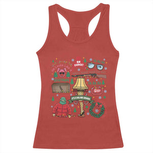 Funny Christmas Movie Racerback Tank Top Oh Fudge Bunny Pajama Italian Leg Lamp TS11 Red Print Your Wear