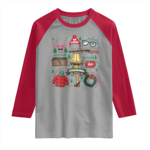 Funny Christmas Movie Raglan Shirt Oh Fudge Bunny Pajama Italian Leg Lamp TS11 Sport Gray Red Print Your Wear