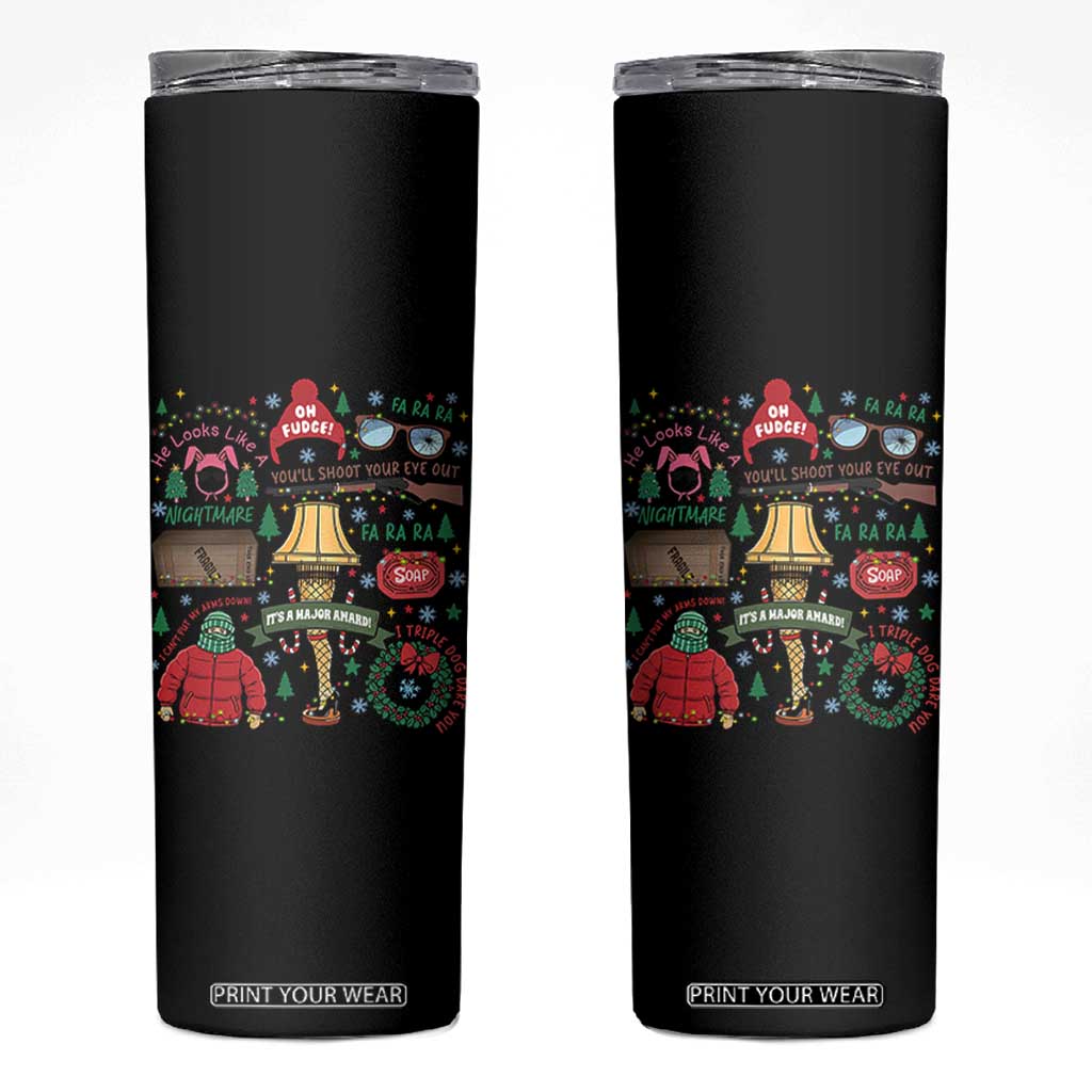 Funny Christmas Movie Skinny Tumbler Oh Fudge Bunny Pajama Italian Leg Lamp TS11 Black Print Your Wear