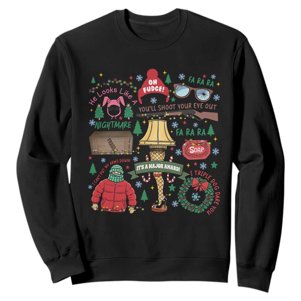 Funny Christmas Movie Sweatshirt Oh Fudge Bunny Pajama Italian Leg Lamp TS11 Black Print Your Wear