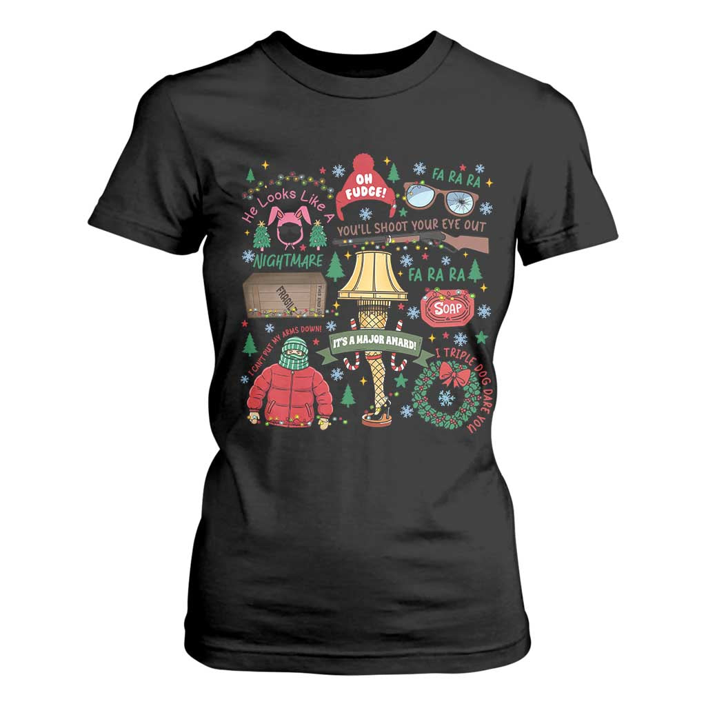 Funny Christmas Movie T Shirt For Women Oh Fudge Bunny Pajama Italian Leg Lamp TS11 Black Print Your Wear
