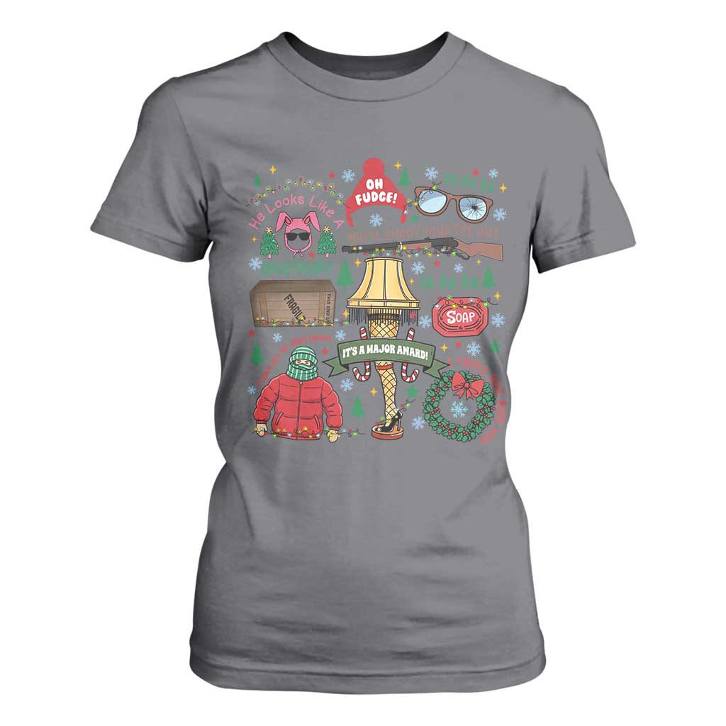 Funny Christmas Movie T Shirt For Women Oh Fudge Bunny Pajama Italian Leg Lamp TS11 Charcoal Print Your Wear