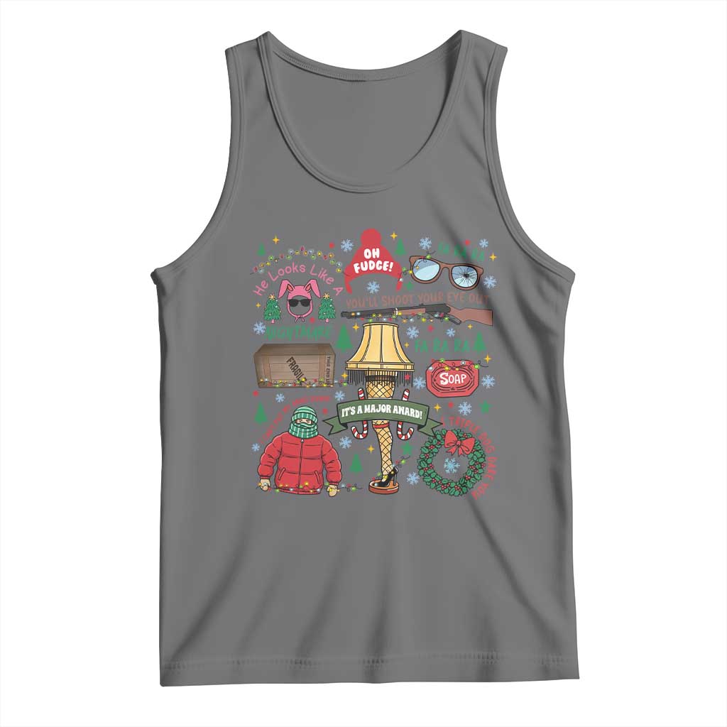 Funny Christmas Movie Tank Top Oh Fudge Bunny Pajama Italian Leg Lamp TS11 Black Heather Print Your Wear