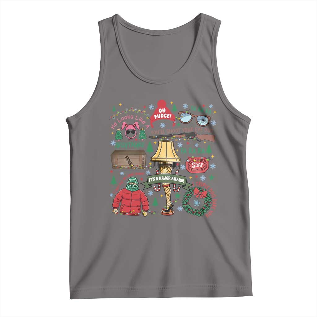 Funny Christmas Movie Tank Top Oh Fudge Bunny Pajama Italian Leg Lamp TS11 Deep Heather Print Your Wear