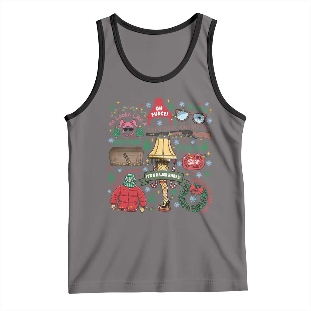Funny Christmas Movie Tank Top Oh Fudge Bunny Pajama Italian Leg Lamp TS11 Deep Heather Black Print Your Wear