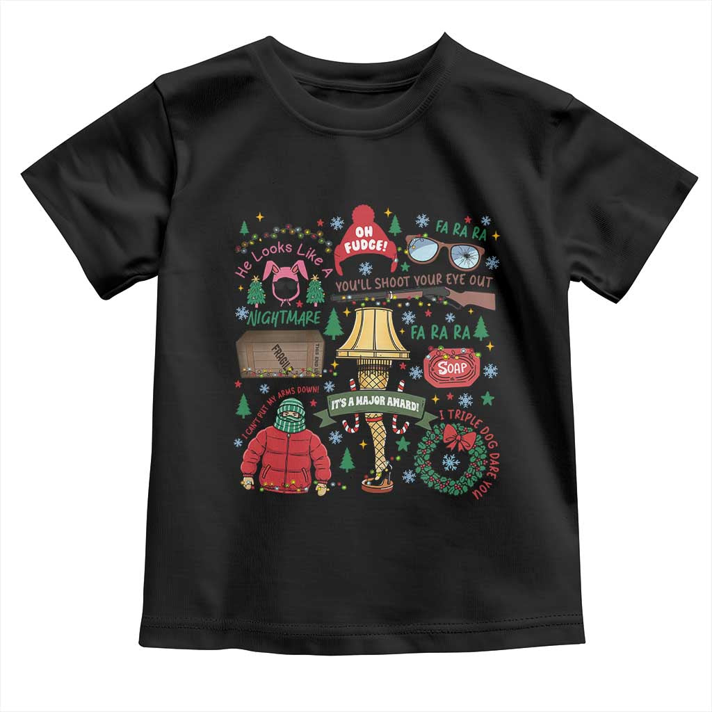 Funny Christmas Movie Toddler T Shirt Oh Fudge Bunny Pajama Italian Leg Lamp TS11 Black Print Your Wear