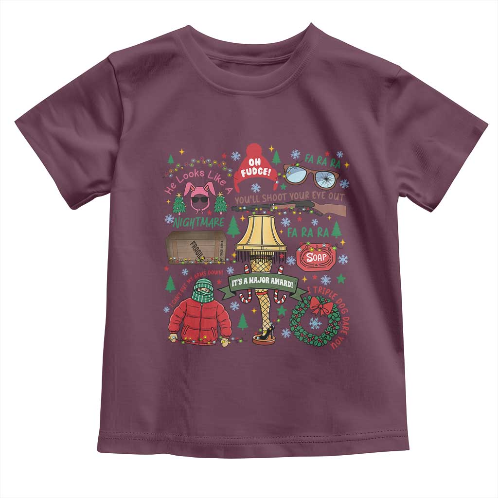Funny Christmas Movie Toddler T Shirt Oh Fudge Bunny Pajama Italian Leg Lamp TS11 Maroon Print Your Wear