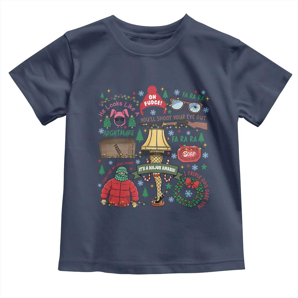 Funny Christmas Movie Toddler T Shirt Oh Fudge Bunny Pajama Italian Leg Lamp TS11 Navy Print Your Wear