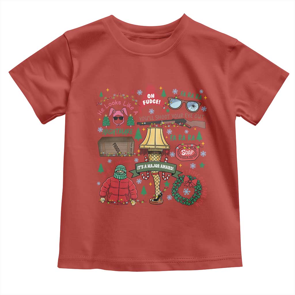 Funny Christmas Movie Toddler T Shirt Oh Fudge Bunny Pajama Italian Leg Lamp TS11 Red Print Your Wear