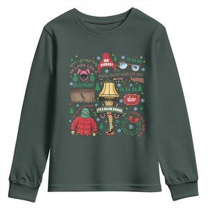 Funny Christmas Movie Youth Sweatshirt Oh Fudge Bunny Pajama Italian Leg Lamp TS11 Dark Forest Green Print Your Wear