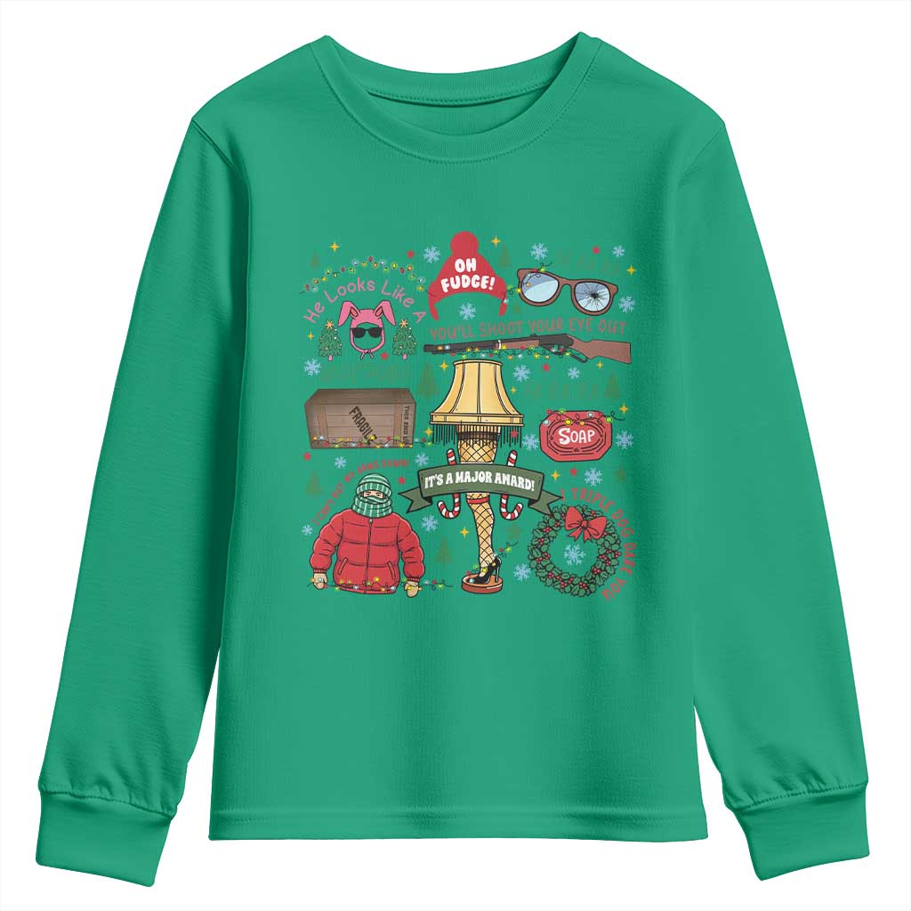 Funny Christmas Movie Youth Sweatshirt Oh Fudge Bunny Pajama Italian Leg Lamp TS11 Irish Green Print Your Wear