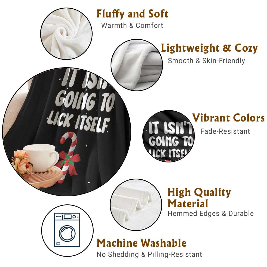 Funny Christmas It Isn't Going To Lick Itself Throw Blanket Xmas Adult Humor Couple Matching TS11 Print Your Wear