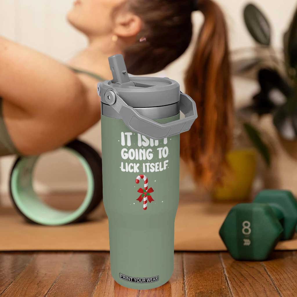 Funny Christmas It Isn't Going To Lick Itself Flip Straw Tumbler Xmas Adult Humor Couple Matching TS11 One Size: 30 oz Moss Green Print Your Wear