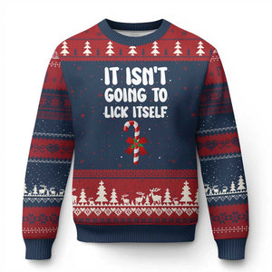 Funny Xmas It Isn't Going To Lick Itself Ugly Christmas Sweater Xmas Adult Humor Couple Matching TS11 Navy Red Print Your Wear