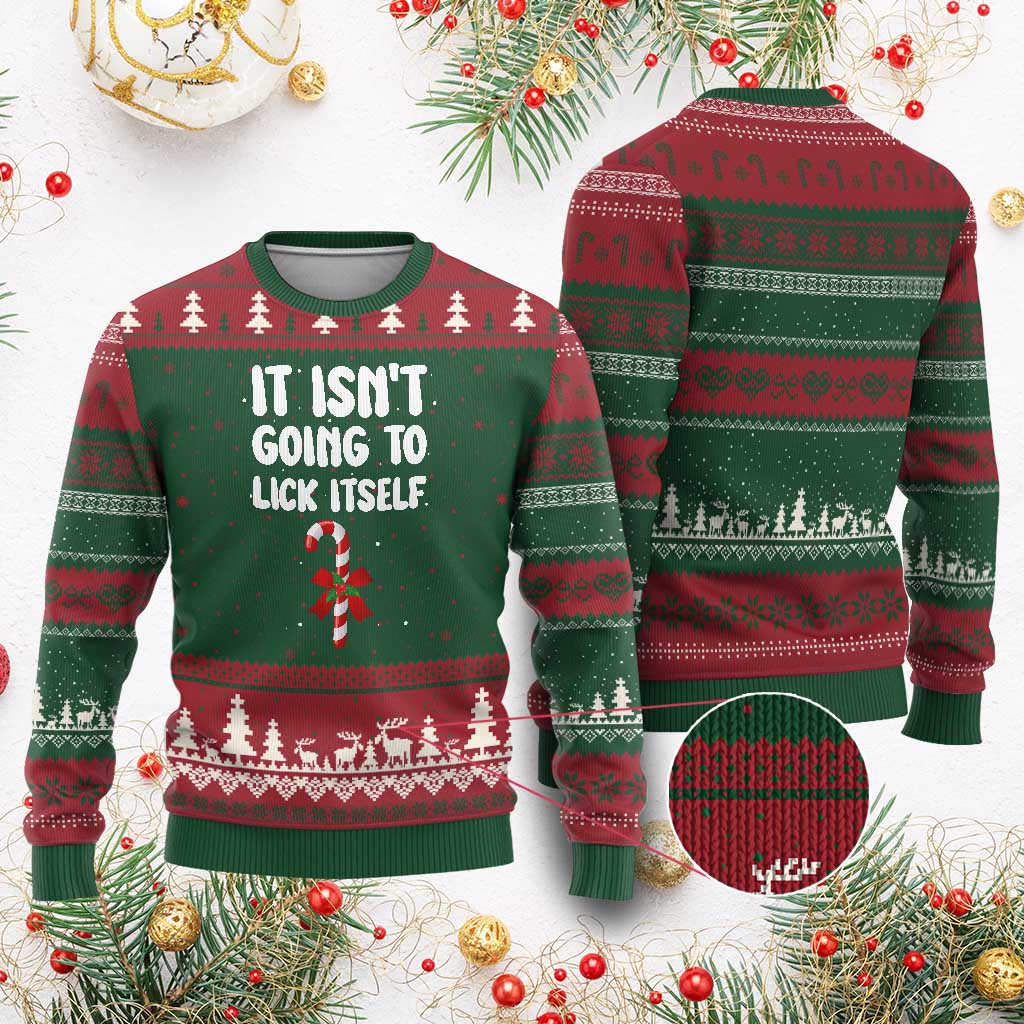 Funny Xmas It Isn't Going To Lick Itself Ugly Christmas Sweater Xmas Adult Humor Couple Matching TS11 Red Green Print Your Wear