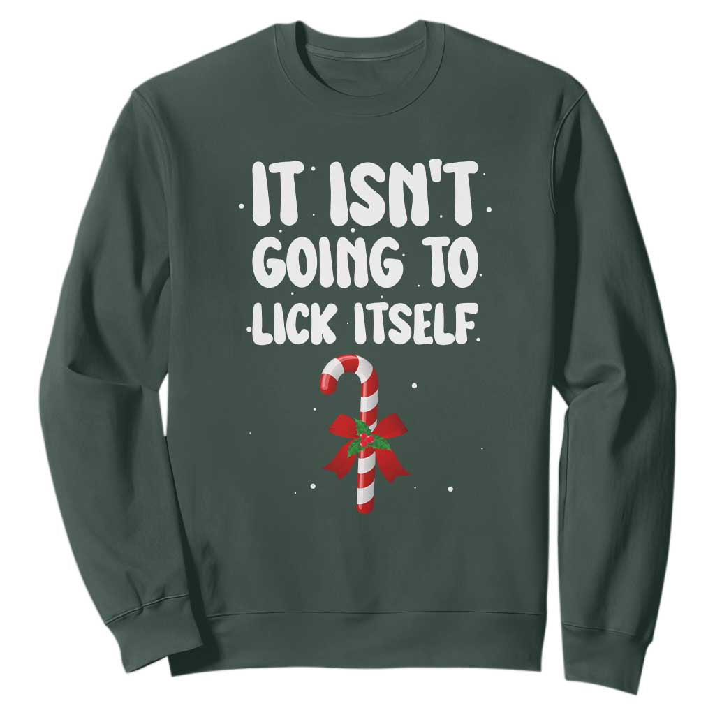 Funny Christmas It Isn't Going To Lick Itself Sweatshirt Xmas Adult Humor Couple Matching TS11 Dark Forest Green Print Your Wear