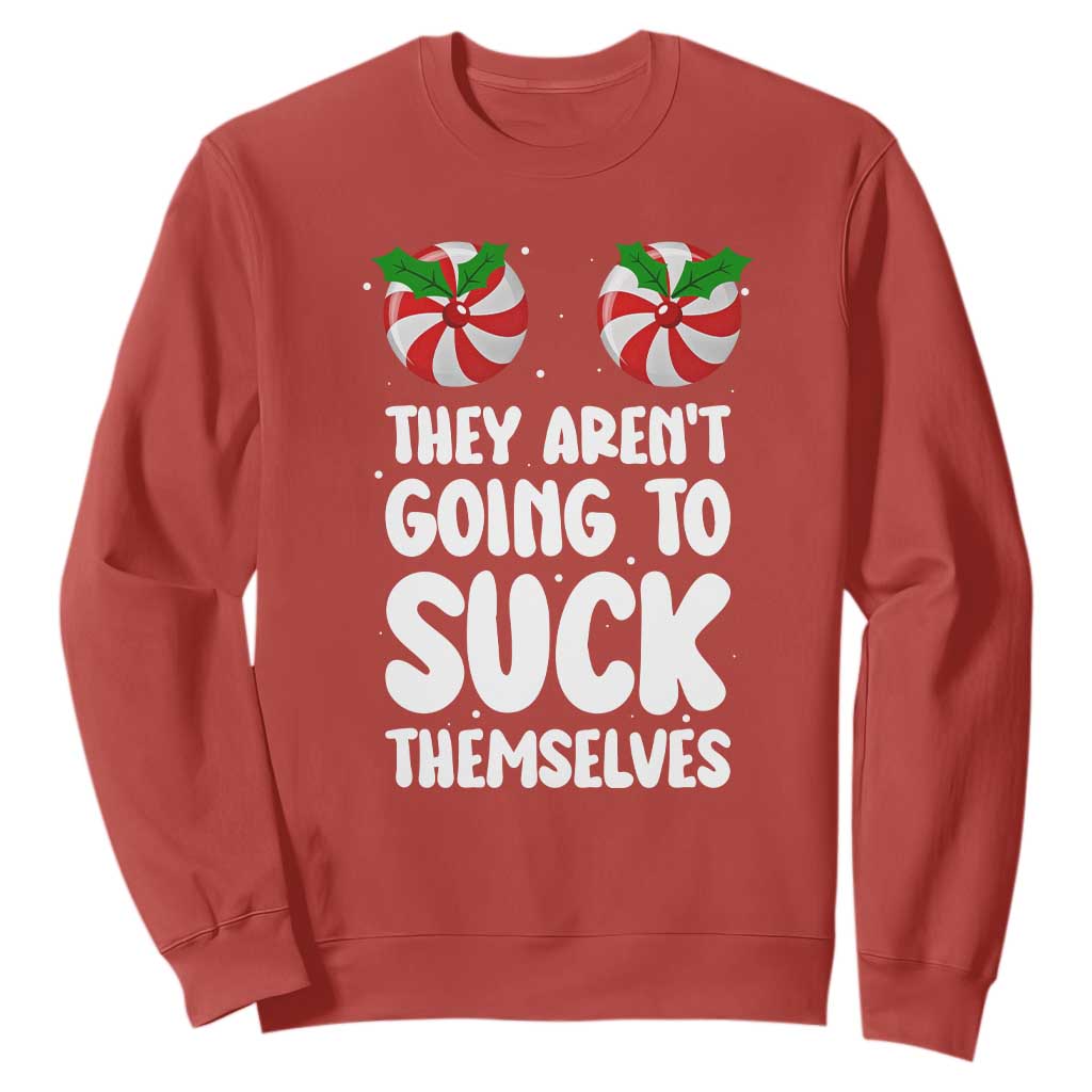Funny Christmas They Aren't Going To Suck Themself Sweatshirt Xmas Adult Humor Couple Matching TS11 Red Print Your Wear