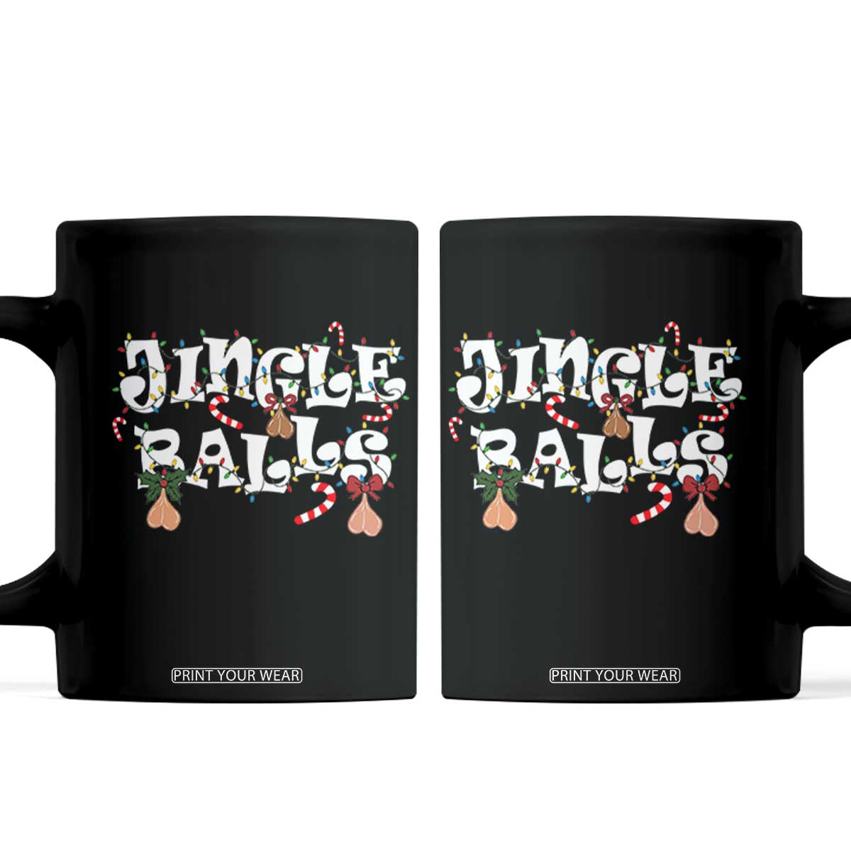 Funny Naughty Christmas Jingle Balls Coffee Mug Santa Xmas Jingle Bells Adult Joke TS11 Black Print Your Wear