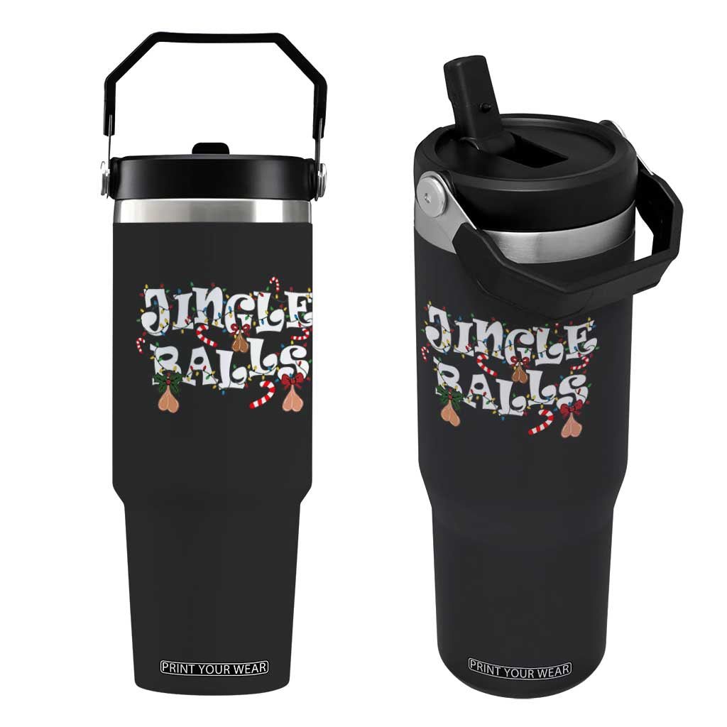 Funny Naughty Christmas Jingle Balls Flip Straw Tumbler Santa Xmas Jingle Bells Adult Joke TS11 One Size: 30 oz Black Print Your Wear
