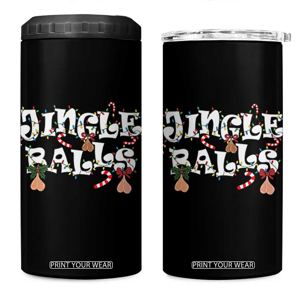 Funny Naughty Christmas Jingle Balls 4 in 1 Can Cooler Tumbler Santa Xmas Jingle Bells Adult Joke TS11 One Size: 16 oz Black Print Your Wear