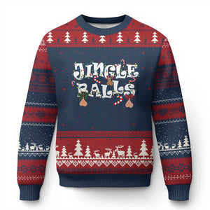 Funny Naughty Xmas Jingle Balls Ugly Christmas Sweater Santa Xmas Jingle Bells Adult Joke TS11 Navy Red Print Your Wear