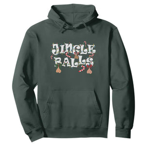 Funny Naughty Christmas Jingle Balls Hoodie Santa Xmas Jingle Bells Adult Joke TS11 Dark Forest Green Print Your Wear