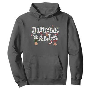 Funny Naughty Christmas Jingle Balls Hoodie Santa Xmas Jingle Bells Adult Joke TS11 Dark Heather Print Your Wear