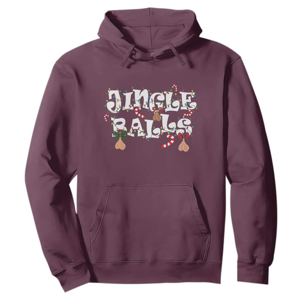 Funny Naughty Christmas Jingle Balls Hoodie Santa Xmas Jingle Bells Adult Joke TS11 Maroon Print Your Wear