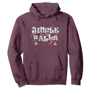 Funny Naughty Christmas Jingle Balls Hoodie Santa Xmas Jingle Bells Adult Joke TS11 Maroon Print Your Wear