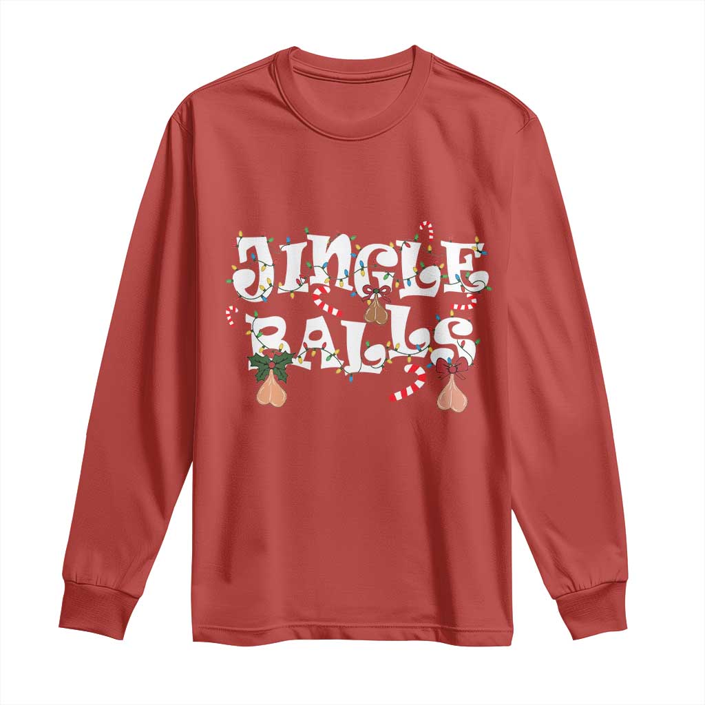 Funny Naughty Christmas Jingle Balls Long Sleeve Shirt Santa Xmas Jingle Bells Adult Joke TS11 Red Print Your Wear