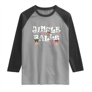 Funny Naughty Christmas Jingle Balls Raglan Shirt Santa Xmas Jingle Bells Adult Joke TS11 Sport Gray Black Print Your Wear