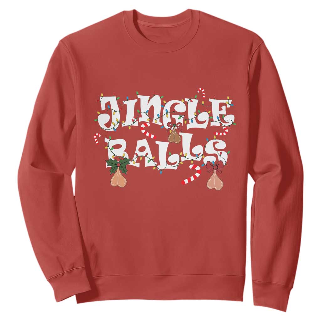 Funny Naughty Christmas Jingle Balls Sweatshirt Santa Xmas Jingle Bells Adult Joke TS11 Red Print Your Wear
