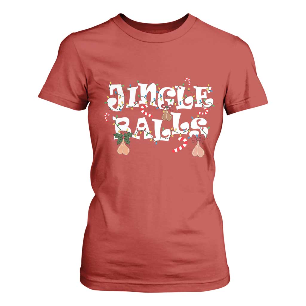 Funny Naughty Christmas Jingle Balls T Shirt For Women Santa Xmas Jingle Bells Adult Joke TS11 Red Print Your Wear