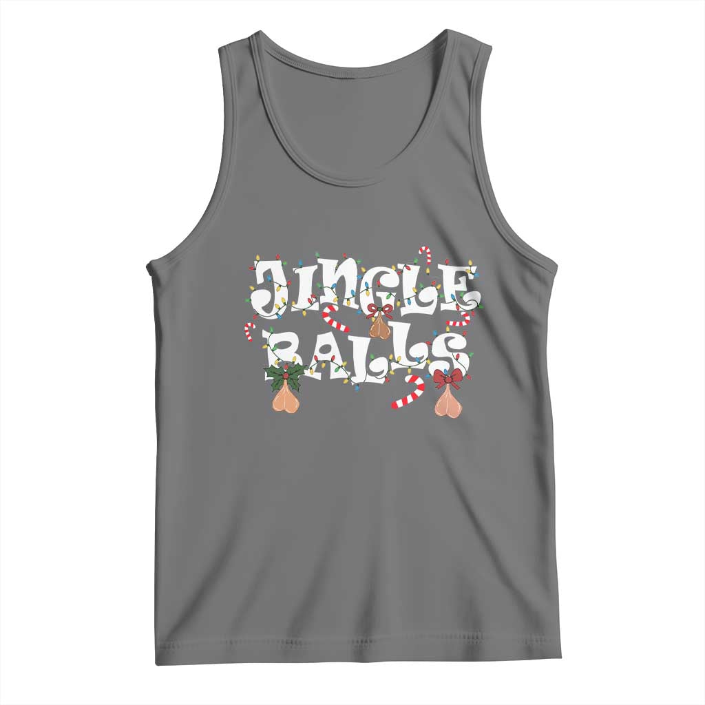 Funny Naughty Christmas Jingle Balls Tank Top Santa Xmas Jingle Bells Adult Joke TS11 Black Heather Print Your Wear