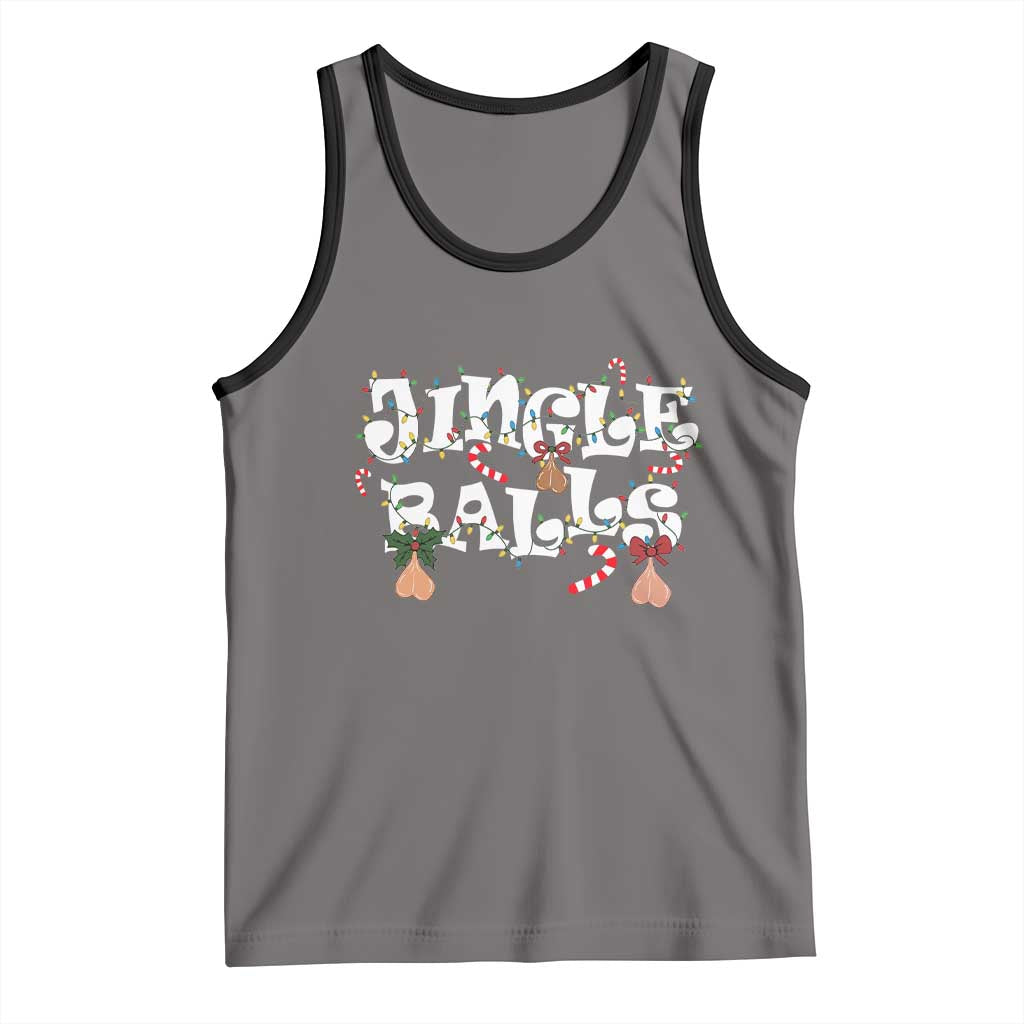 Funny Naughty Christmas Jingle Balls Tank Top Santa Xmas Jingle Bells Adult Joke TS11 Deep Heather Black Print Your Wear