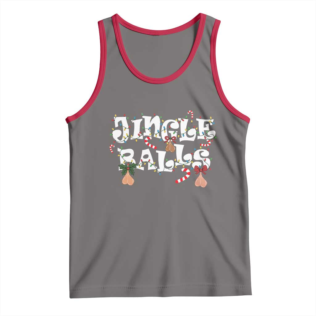 Funny Naughty Christmas Jingle Balls Tank Top Santa Xmas Jingle Bells Adult Joke TS11 Deep Heather Red Print Your Wear