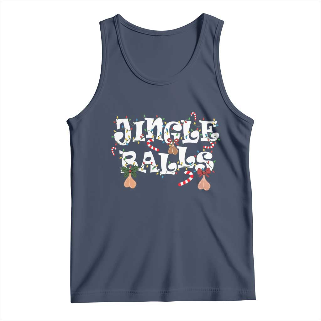 Funny Naughty Christmas Jingle Balls Tank Top Santa Xmas Jingle Bells Adult Joke TS11 Navy Print Your Wear
