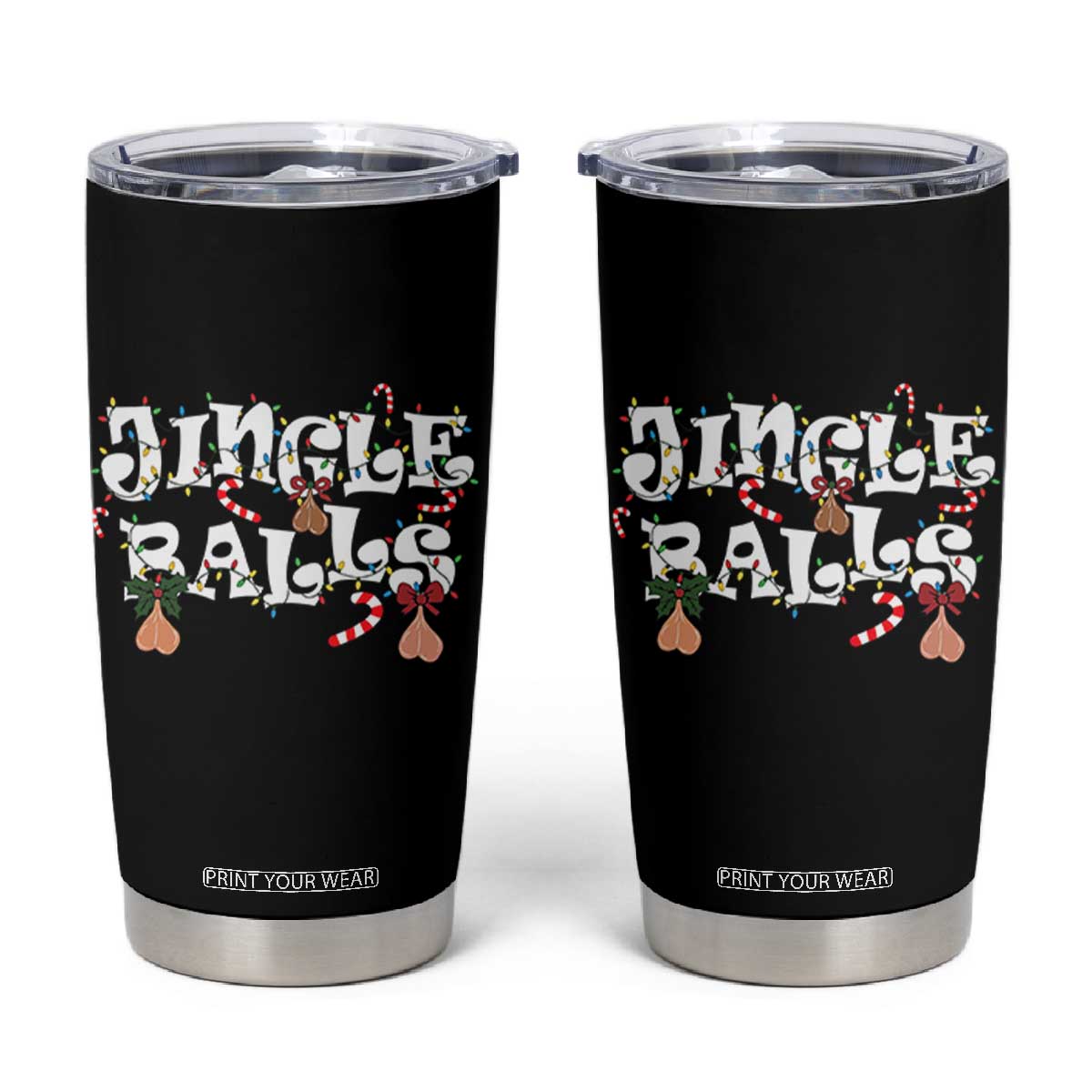 Funny Naughty Christmas Jingle Balls Tumbler Cup Santa Xmas Jingle Bells Adult Joke TS11 Black Print Your Wear